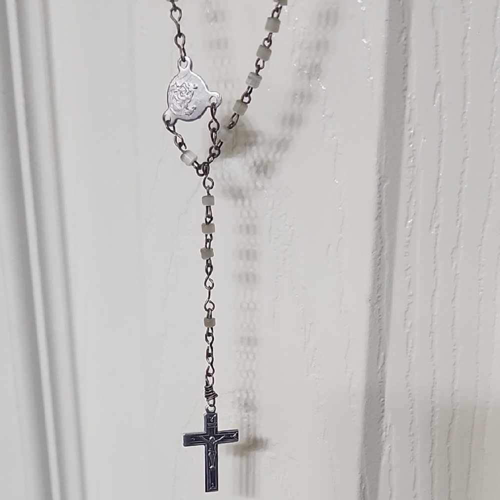 Silver Rosary Necklace